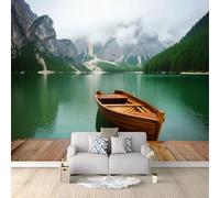 Générique Papier Peint intissé Bateau En Bois Du Lac Des Montagnes 400x280 cm Papier Peint Photo Panoramique, Poster Mural Personnalisé 3D, pour Salon Cuisines Chambre Adulte Enfant Décor Murale