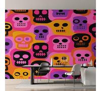 Générique Papier Peint Intissé Calavera Tête de Mort, Papier Peint Panoramique Jour des Morts pour Salon Chambre Bureau Couloir, Décoration Murale, 300 x 210 cm (L x H) Y&W57
