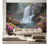 Générique Papier Peint Intissé Cascade, Papier Peint Panoramique Forêt Paysage Naturel pour Salon Chambre Bureau Couloir, Décoration Murale, 300 x 210 cm (L x H) Y&W17