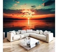 Générique Papier Peint Intissé Coucher De Soleil 250x175 cm, Salon | Papier Peint Panoramique Oiseaux En Vol Paysage Naturel Fresque Murale, Décoration Murale Moderne,Chambre Bureau,Couloir L601