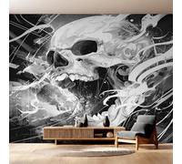 Générique Papier Peint Intissé Crâne Abstrait, Papier Peint Panoramique Squelette Noir et Blanc pour Salon Chambre Bureau Couloir, Décoration Murale, 150 x 105 cm (L x H) Y&W60