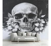 Générique Papier Peint Intissé Crâne Noir et Blanc, Papier Peint Panoramique Crâne Squelette Gothique pour Salon Chambre Bureau Couloir, Décoration Murale, 150 x 105 cm (L x H) Y&W54