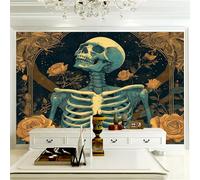Générique Papier peint intissé Crâne Rose 300 x 210 cm (W x H) Style Art Nouveau Toison Mur Tableaux Muraux Tapisserie Photo Décoration Murale Salon Chambre