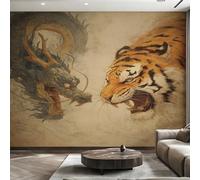 Générique Papier Peint Intissé Créature Mythique, Papier Peint Panoramique Tigre Dragon pour Salon Chambre Bureau Couloir, Décoration Murale, 300 x 250 cm (L x H) Y&W85