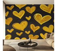 Générique Papier Peint Intissé Cœur Jaune, Papier Peint Panoramique Motif Cœurs pour Salon Chambre Bureau Couloir, Décoration Murale, 500 x 350 cm (L x H) Y&W96