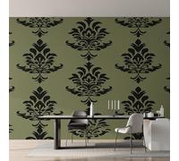 Générique Papier Peint Intissé Damas, Papier Peint Panoramique Floral Baroque Vintage pour Salon Chambre Bureau Couloir, Décoration Murale, 500 x 350 cm (L x H) Y&W6