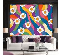 Générique Papier peint intissé Design Ondulé Fleurs Vintage - Fresque murale texturée 400 x 280(WxH) en Multicolore, idéal pour rénovation rapide, mur d’accent élégant, décoration salon