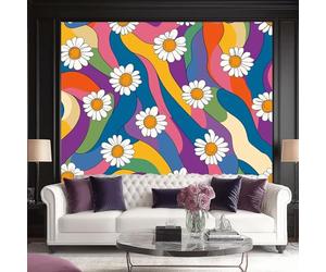 Générique Papier peint intissé Design Ondulé Fleurs Vintage - Fresque murale texturée 400 x 280(WxH) en Multicolore, idéal pour rénovation rapide, mur d’accent élégant, décoration salon