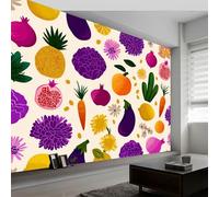 Générique Papier Peint Intissé Dessin Animé 250L x 175H cm, Papier Peint Panoramique Nourriture Fruits Légumes - Grandes Poster Mural Photo pour Salon Chambre Restaurant DéCor Fond Tv