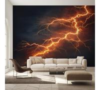 Générique Papier Peint Intissé Éclairage Orange, Papier Peint Panoramique Éclairage 3D Tonnerre pour Salon Chambre Bureau Couloir, Décoration Murale, 300 x 250 cm (L x H) Y&W28