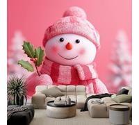 Générique Papier Peint Intissé effet 3D Élégant Mignon Peinture à l’Huile Bonhomme de Neige, Papier Peint Panoramique Rose - RevêTement Mural DéCoration Salon Chambre Fond de TV 400 x 280 cm (L x H)