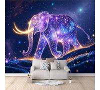 Générique Papier Peint Intissé éléphant, 3D Panoramique Murale Galaxie de l'éclipse 300x210cm Décoration murale rapide DIY fresque murale créative tête de lit chambre salon facile à appliquer