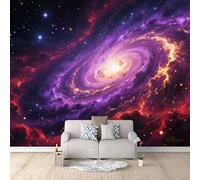 Générique Papier Peint Intissé Espace coloré, 3D Panoramique Murale Étoiles de la galaxie 300x210cm Décoration murale rapide DIY fresque murale créative tête de lit chambre salon facile à appliquer