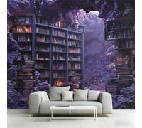 Générique Papier Peint Intissé Étagère Violette, Papier Peint Panoramique Bibliothèque Magique pour Salon Chambre Bureau Couloir, Décoration Murale, 200 x 140 cm (L x H) Y&W79