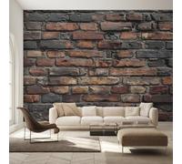 Générique Papier Peint Intissé Fausse Brique, Papier Peint Panoramique Brique Rustique 3D 200x140 cm, Papiers Peints Gris Brun Foncé Décoration Murale Salon Chambre w6g38