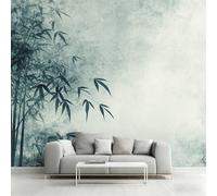 Générique Papier Peint Intissé Feuille de Bambou, Papier Peint Panoramique Forêt de Bambou Orientale 400x280 cm, Papiers Peints Turquoise Foncé Décoration Murale Salon Chambre w6g36