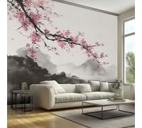 Générique Papier Peint Intissé Fleurs de Cerisier Japonais 200 x 140 cm Papier Peint Panoramique Grandes Poster Mural Photo pour Salon, Chambre, Décor Fond TV J12