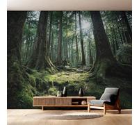 Générique Papier Peint Intissé Forêt Verte, Papier Peint Panoramique Forêt Paysage Naturel 300x210 cm, Papiers Peints Vert Décoration Murale Salon Chambre w6g14