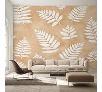 Générique Papier Peint Intissé Fougère Blanc, Papier Peint Panoramique Feuilles Botanique pour Salon Chambre Bureau Couloir, Décoration Murale, 200 x 140 cm (L x H) Y&W28