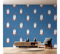 Générique Papier Peint Intissé Fusée Dessin Animé, Papier Peint Panoramique Univers Spatial Enfants pour Salon Chambre Bureau Couloir, Décoration Murale, 500 x 350 cm (L x H) Y&W62