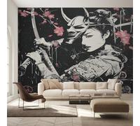Générique Papier Peint Intissé Geisha Japonaise, Papier Peint Panoramique Samouraï Japonais Oriental pour Salon Chambre Bureau Couloir, Décoration Murale, 150 x 105 cm (L x H) Y&W35