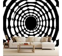 Générique Papier Peint Intissé Géométrie, Papier Peint Enfant Art En Noir Et Blanc 300X210Cm Décoration Murale Rapide Diy Fresque Murale Créative Tête De Lit Chambre Salon Facile À Appliquer