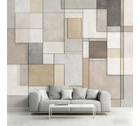 Générique Papier Peint Intissé Géométrie, Papier Peint Panoramique Géométrique Abstraite Moderne 400x280 cm, Papiers Peints Beige Gris Décoration Murale Salon Chambre w6g36