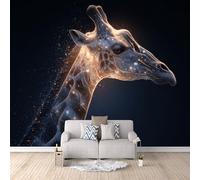 Générique Papier Peint Intissé girafe, 3D Panoramique Murale Galaxie de l'éclipse 300x210cm Décoration murale rapide DIY fresque murale créative tête de lit chambre salon facile à appliquer