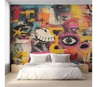 Générique Papier Peint Intissé Graffiti Abstrait, Papier Peint Panoramique Street Art Hip-Hop Moderne 300x210 cm, Papiers Peints Multicolore Décoration Murale Salon Chambre w6g23