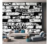 Générique Papier Peint Intissé Graffitis de Rue en Noir et Blanc 350 x 256 cm Papier Peint Panoramique Grandes Poster Mural Photo pour Salon, Chambre, Décor Fond TV AL161