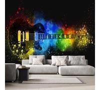 Générique Papier Peint Intissé Guitare 3D Panoramique Poster Photo Mural Musique Ciel étoilé Format XXL Murale pour Salon Restaurant Couloir TV mur Décoration Murale 350x256 cm R-108