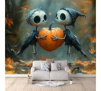 Générique Papier peint intissé Halloween 200 × 200 cm Toison Mur XXL Tableaux Muraux Tapisserie Photo Décoration Murale Salon Chambre Papier peint Squelette D'Halloween -a-a-18036-c-a