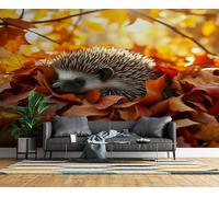Générique Papier Peint Intissé Hérisson 3D Moderne Photo Mural Feuilles Kawaii Décoration Murale Grand Format XXL pour Salon Cuisine Bureau Chambre d'enfants TV mur 350x256 cm H160