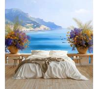 Générique Papier Peint Intissé Îles Côtières Fleurs Panoramique Papier Peint 250x175 cm pour Salon Chambre Décoration Murale pour Adolescents et Enfants Murale