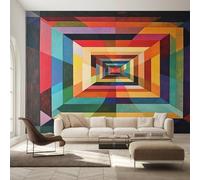 Générique Papier Peint Intissé Illusion d'optique, Papier Peint Panoramique Géométrie Abstraite Coloré pour Salon Chambre Bureau Couloir, Décoration Murale, 500 x 350 cm (L x H) Y&W22