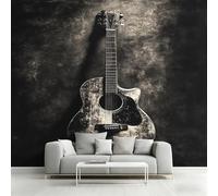 Générique Papier Peint Intissé Instruments de Musique, Papier Peint Panoramique Guitare Noir Gris pour Salon Chambre Bureau Couloir, Décoration Murale, 300 x 210 cm (L x H) Y&W88