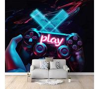 Générique Papier Peint Intissé Joueur Manette Noir 400x280 cm Papier Peint Panoramique Moderne, Tableaux Muraux Tapisserie Photo, Papier Peint Mural pour Salon, Chambre, Fond Décor TV