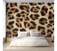 Générique Papier Peint Intissé Léopard, Papier Peint Panoramique Imprimé Animalier 450x260 cm, Papiers Peints Noir Brun Décoration Murale Salon Chambre w6g8