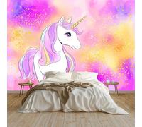 Générique Papier Peint Intissé, Licorne aquarelle style graffiti Mural Affiche Géante Décoration Pour Salon Enfant Chambre Garcon Fille Adot 300 x 210 cm Photo Murale