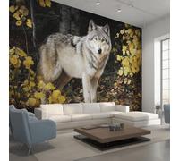 Générique Papier Peint Intissé Loup, Papier Peint Panoramique Loup Animaux Sauvage Forêt pour Salon Chambre Bureau Couloir, Décoration Murale, 300 x 210 cm (L x H) Y&W26
