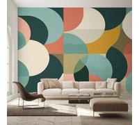 Générique Papier Peint Intissé Moderne du Milieu du Siècle, Papier Peint Panoramique Géométrique Rétro Abstrait pour Salon Chambre Bureau Couloir, Décoration Murale, 250 x 175 cm (L x H) Y&W28