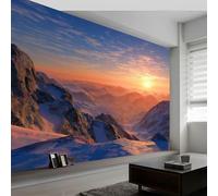 Générique Papier Peint Intissé Montagnes Ciel Coucher de Soleil 350L x 256H cm, Papier Peint Panoramique Paysage Naturel - Grandes Poster Mural Photo pour Salon Chambre Restaurant Décor Fond Tv