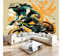 Générique Papier Peint Intissé Motos Graffitis Intissé Photo Moderne Muraux 3D Sports Extrêmes Poster Géant Mural pour Salon Cuisines Bureau Chambre d'enfants Décor Fresque Murale 250x175 cm H1274