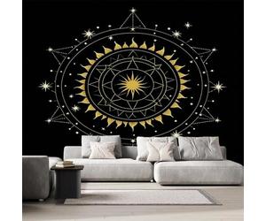 Générique Papier Peint Intissé Mythologie Nordique 3D Moderne Photo Mural Runes Soleil Décoration Murale Grand Format XXL pour Salon Cuisine Bureau Chambre d'enfants TV mur 400x280 cm H1285
