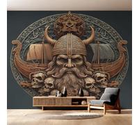 Générique Papier Peint Intissé Mythologie Nordique, Papier Peint Panoramique Guerrier Viking pour Salon Chambre Bureau Couloir, Décoration Murale, 300 x 250 cm (L x H) Y&W60