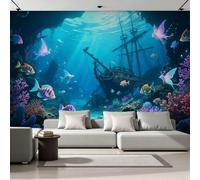 Générique Papier Peint Intissé Navire Océan 3D Moderne Photo Mural Corail Un Animal Décoration Murale Grand Format XXL pour Salon Cuisine Bureau Chambre d'enfants TV mur 400x280 cm H1381