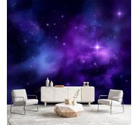 Générique Papier Peint Intissé Nébuleuse Étoile Violet de Espace Science-fiction Panoramique Fresque Murale, Papier Peint Panoramique Pour Salon Chambre Fond TV Décoration - 150 x 105 cm