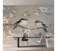 Générique Papier Peint Intissé Oiseau fleuri, Papier Peint Panoramique Oiseaux et Fleurs pour Salon Chambre Bureau Couloir, Décoration Murale, 450 x 315 cm (L x H) Y&W2