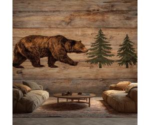 Générique Papier Peint Intissé Ours Forêt Ferme Animaux Sauvages 200 x 140 cm Papier Peint Panoramique Grandes Poster Mural Photo pour Salon, Chambre, Décor Fond TV N52