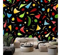 Générique Papier Peint Intissé Panoramique Abstrait Vibrant Minimaliste Lignes, Papier Peint Photo Noir - Fresque Murale Décoration Pour Salon Chambre Chambre D'Enfant, 350 x 256 cm (L x H)